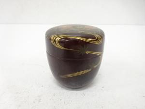 溜塗　蒔絵　花筏　中棗